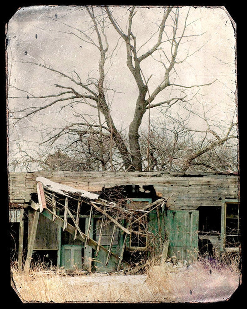 Fairy Tale Art Print Spooky Woodland Cottage Photo Collage Print Abandoned House Photography image 2