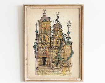 Vintage Eastern European Castle Print: Fairytale Nursery Wall Art