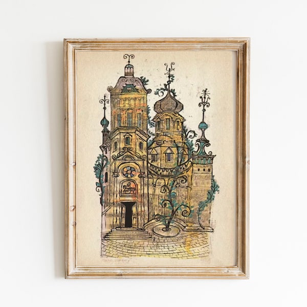 Vintage Eastern European Castle Print: Fairytale Nursery Wall Art