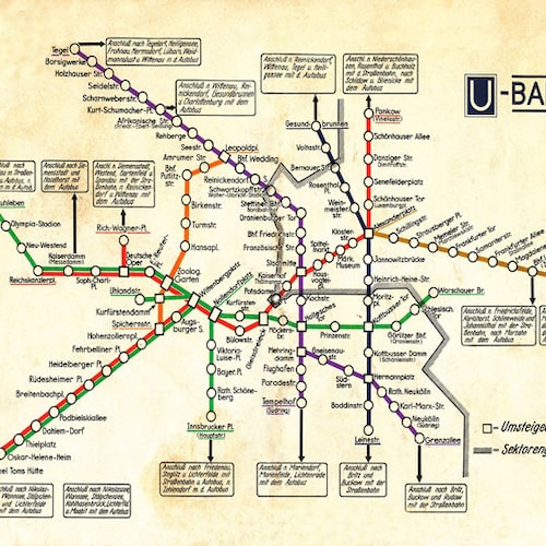 Vintage Berlin Map u-bahn Antique German Subway Vintage Map - Etsy