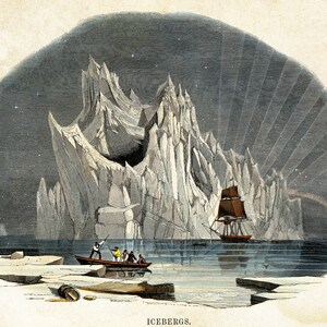 Antique Nature Print Arctic Iceberg Art Victorian Nautical Nature Illustration Winter Scene Art Print image 2