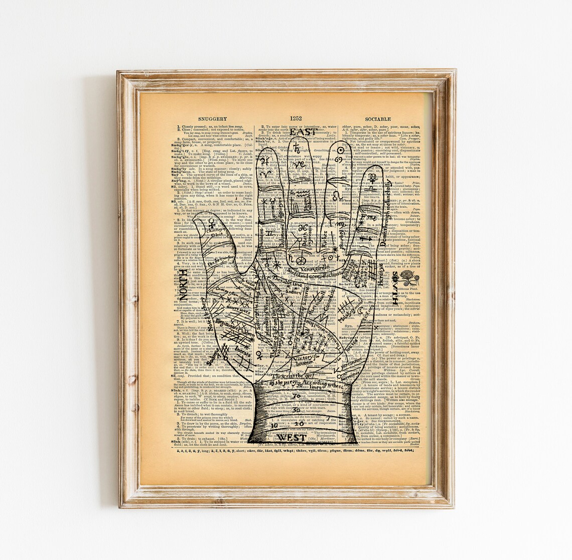 Vintage Dictionary Book Print Fortune Teller's Hand Etsy
