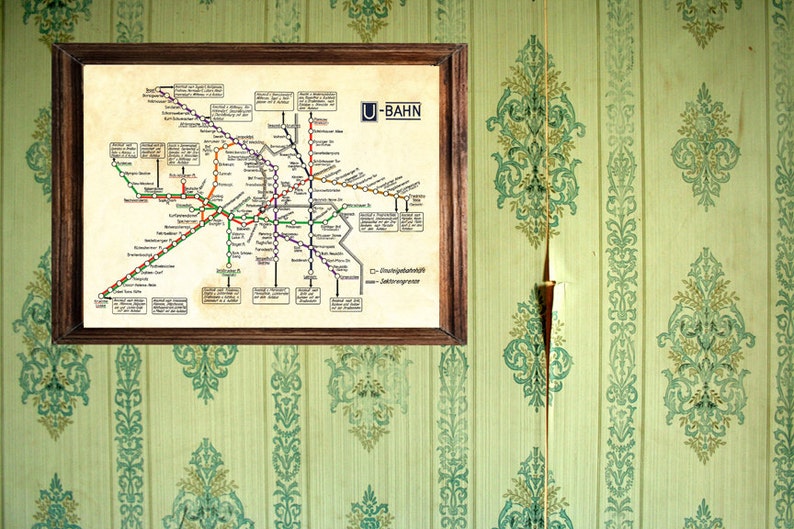 Vintage Berlin Map UBahn Antique German Subway Etsy