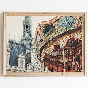 Paris Carousel Photo Fine Art - French Vintage Photograph - European Travel Art  - Dark Academia Photography