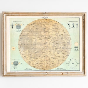 Surface of the Moon Art Print - Pastel Moon Print Vintage - Wanddecoratie kinderkamer astronomie