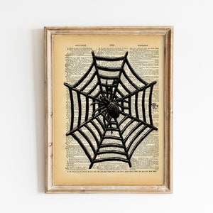 Spiderweb Book Art Print: Spooky Gothic Decor