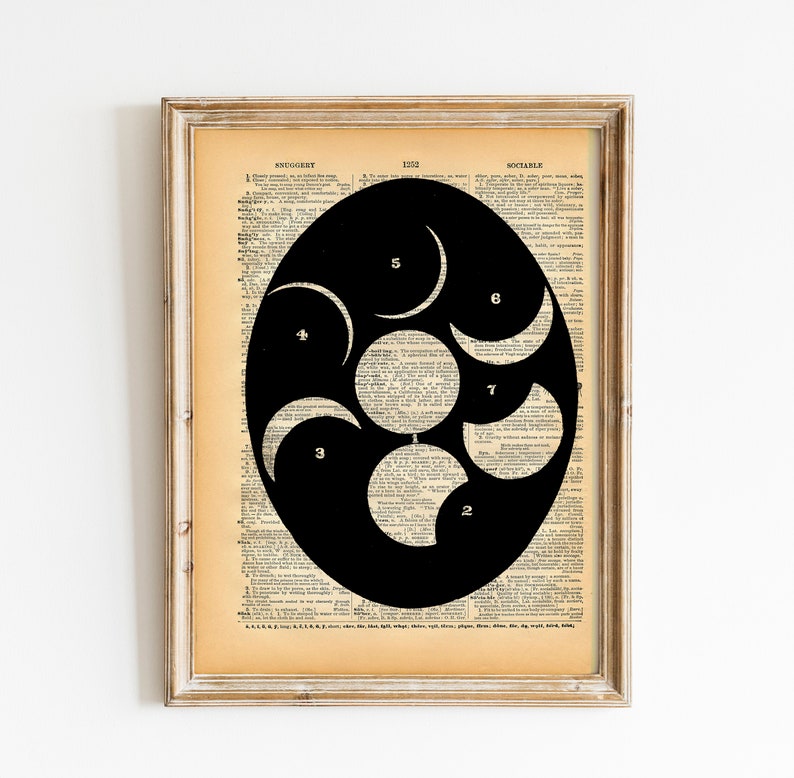 Vintage Book Art Print Moon Cycle Outer Space Antique Book Print Night Sky Constellations Print Upcycled Book Altered Art Print image 1