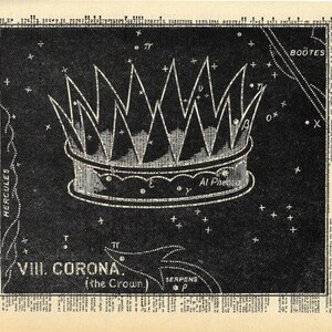 Star Print Vintage Book Art Crown of Stars Upcycled Antique Book Print Constellations Night Sky Art Outer Space image 2