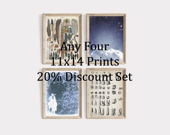 SAVE OVER 20% - Any Four 11x14 Vintage Inspired Prints - SALE