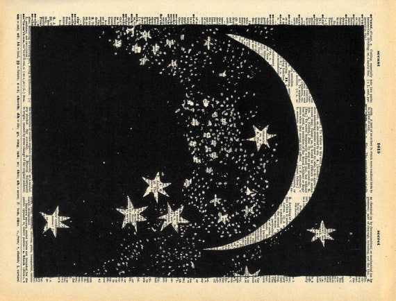 Antler Silhouette Antique Book Print Altered Book Elegant Surreal Home Decor Head full of Stars Vintage Dictionary Print
