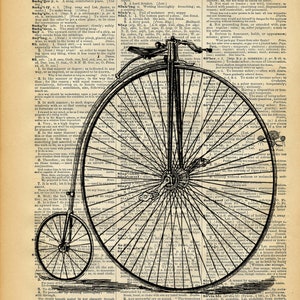 Vintage Dictionary Print Penny Farthing Bicycle Upcycled Antique Book Print Vintage Bike Victorian Steampunk Recycled Art image 2