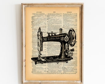 Vintage Book Print - Antique Sewing Machine - Upcycled Recycled Antique Book Print - Victorian Shabby Sewing Room Decor