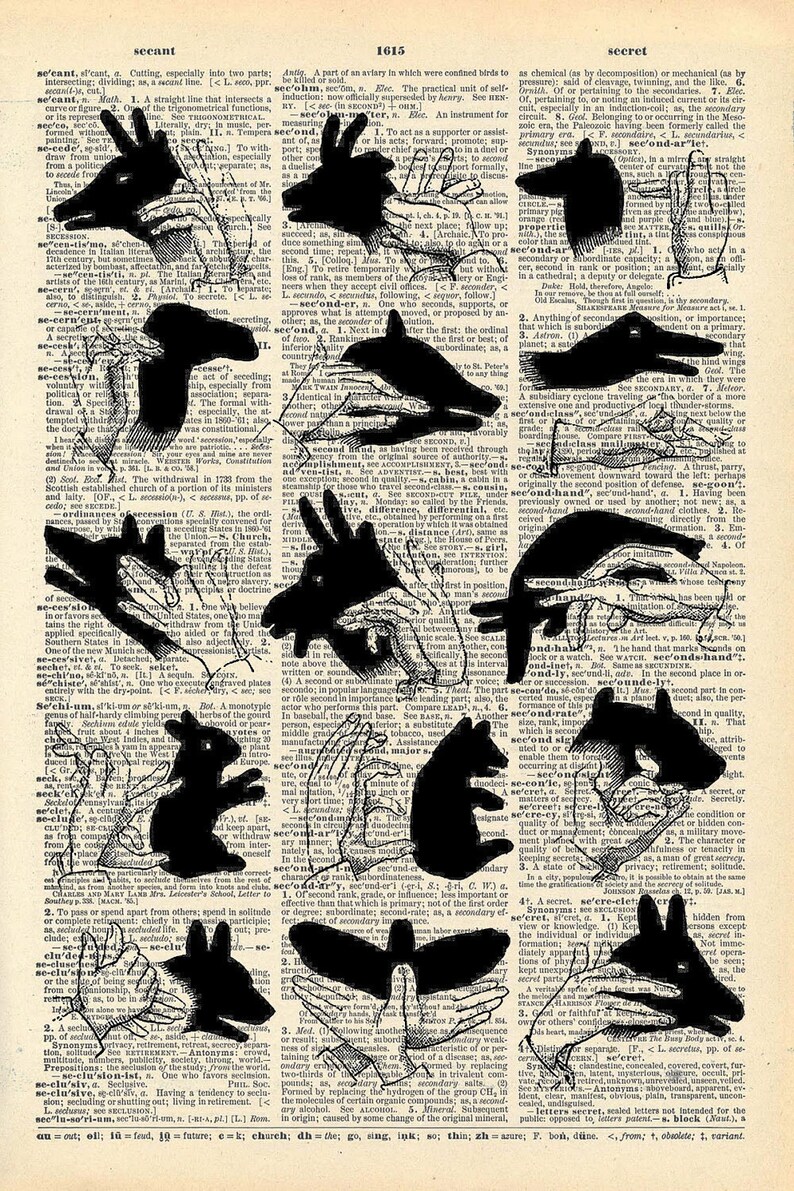 Vintage Book Art Print Shadow Puppets Altered Book Art Etsy
