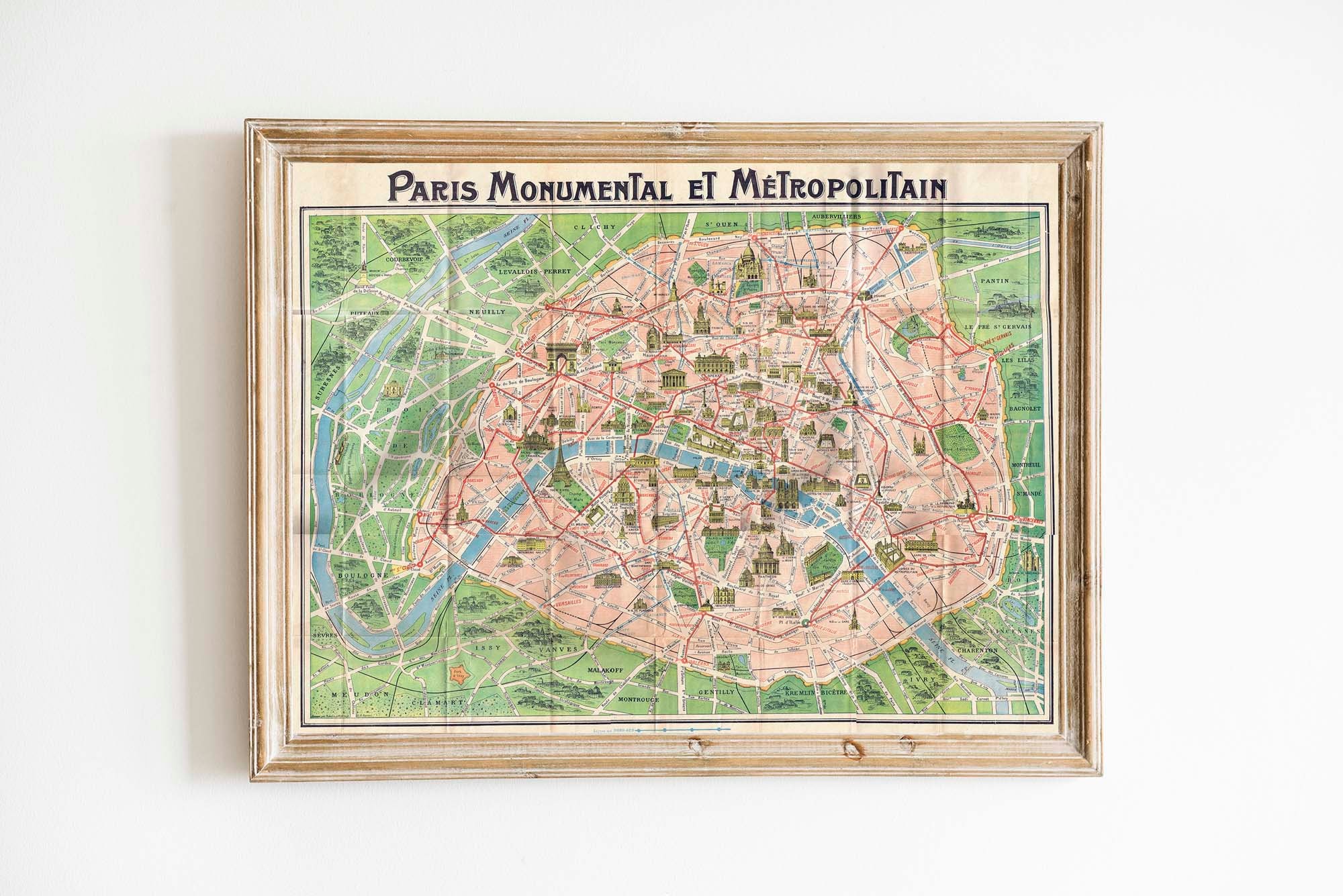 Antique Paris Map Print: Victorian French Design (digital Download