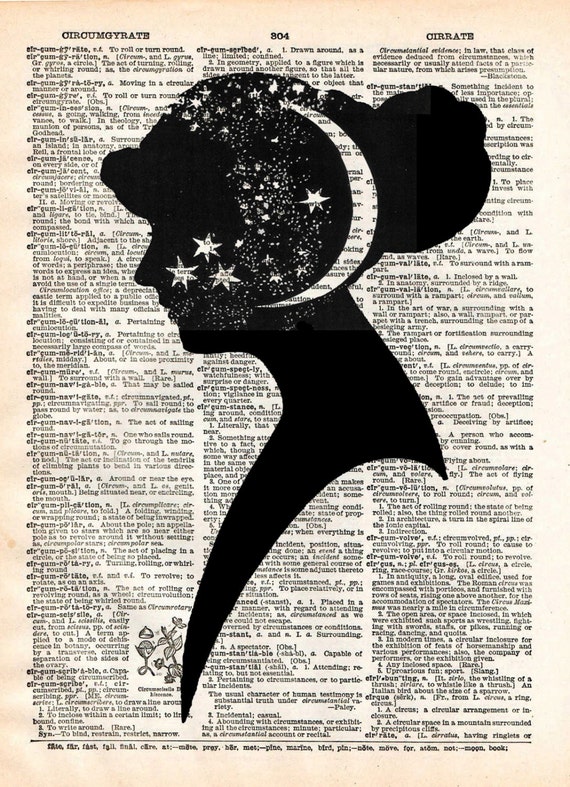 Antler Silhouette Antique Book Print Altered Book Elegant Surreal Home Decor Head full of Stars Vintage Dictionary Print