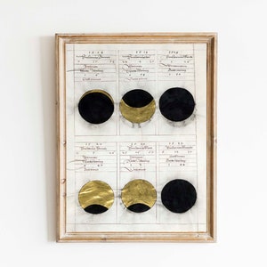 Vintage Astronomy Art Print - Phases of the Moon in Black and Gold - Night Sky Vintage Print