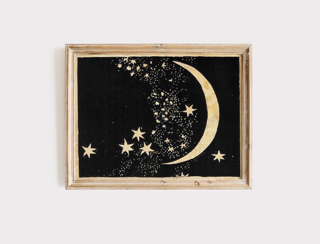 Buy Moon and Stars Art Print: Sepia Night Sky Papercut