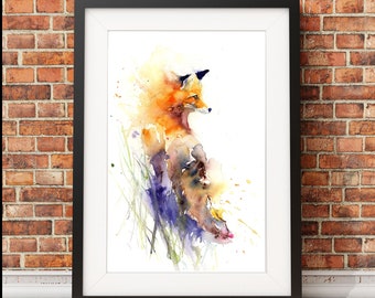 Fox Watercolor Print, Limited Edition Wildlife Animal Art