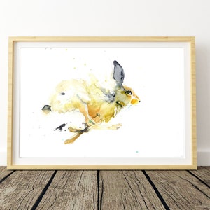 Hare watercolour print. Beautiful animal art.