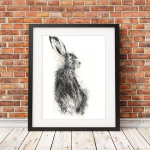 Hare watercolour print. Beautiful animal art.