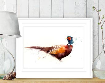 Pheasant print, from original painting, limited edition, wildlife bird art,