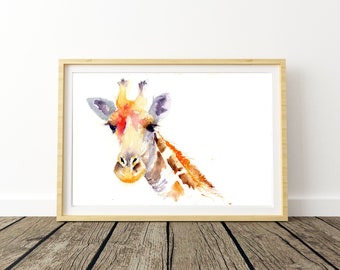 LIMITED edition print of  giraffe, wall art, home decor, nursery art, wildlife animal art.  hand signed, illustration, animal art