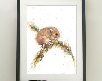 Field mouse print Limited edition print  'Albert' field mouse Illustration, Art Print, mouse wall art, watercolour home decor watercolour