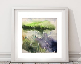 Reflets aquarelle paysage art print édition limitée art print home decor cadeau