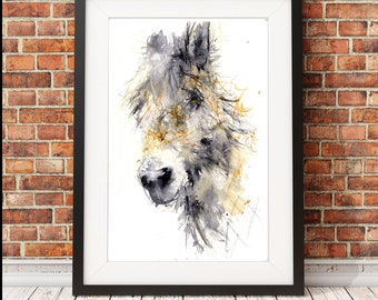 Donkey print, colourful donkey, limited edition print, cute animal print, watercolour painting