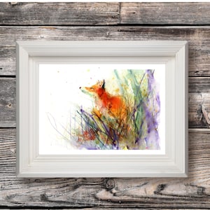 Fox print, LIMITED edition PRINT of  &#39;red FOX&#39; original animal art illustration with certificate hand signed, illustration, animal art