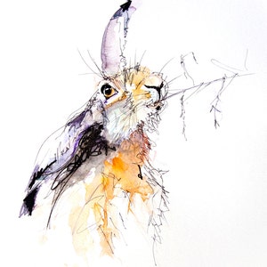 Hare watercolour print. Beautiful animal art.