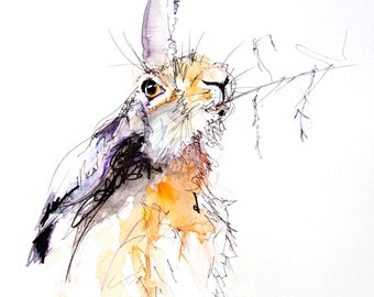 Hare Watercolor Print: Limited Edition Animal Art