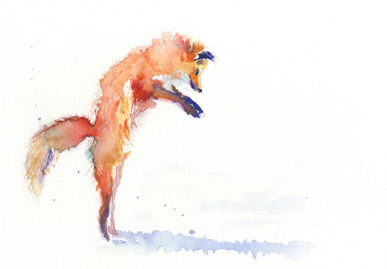 Fox print, LIMITED edition FOX 25wall art, home decor, nursery art, wildlife animal art. hand signed, illustration, animal art image 1