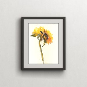Sunflower, limited edition,  sunflowers watercolour art  illustration wall art home office decor hand signed floral painting print gift idea