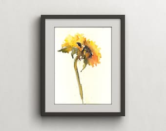 Sunflower Watercolor Art Print: Limited Edition Floral Painting