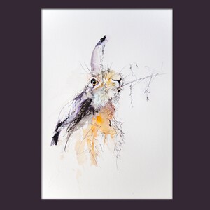 Hase Aquarelldruck. Schöne Tierkunst. Bild 2