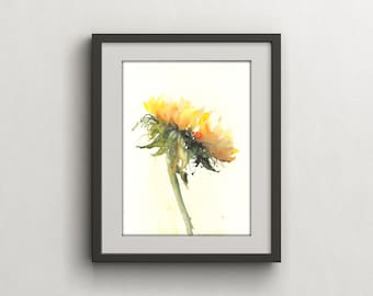 Sunflower Watercolor Art Print: Limited Edition Floral Illustration