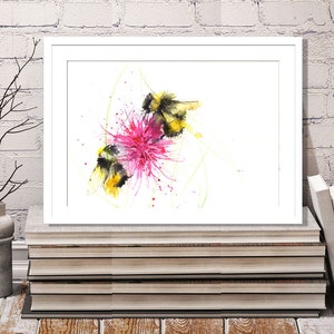 Bee print, limited edition,  of my BUMBLE BEE 14  .  hand signed, illustration, animal art