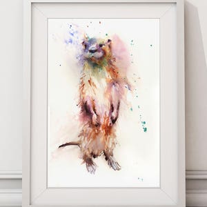 Otter print, limited edition,  river OTTER wall art, home decor, nursery art, wildlife animal art.  hand signed, illustration, animal art