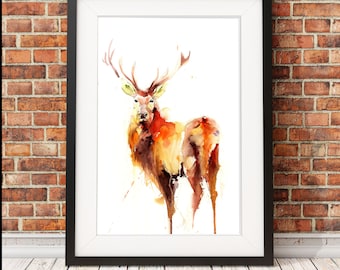 Majestic highland stag art print, wildlife art to frame, limited edition print, wildlife animal art, hand signed limited edition print,