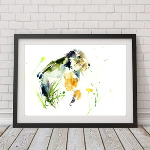 Hare watercolour print. Beautiful animal art.