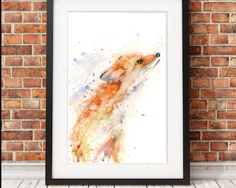 Impressão em aquarela de raposa de edição limitada: arte de animais selvagens assinada