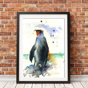 Peter Penguin carta di qualità d'archivio. Firmato a mano, illustrazione, arte animale