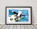 Cow watercolour art print, colourful animal art. 
