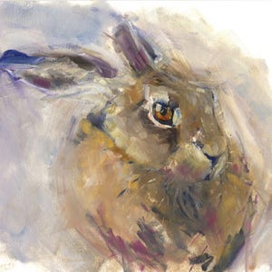 Hare print from an original oil painting. Beautiful animal art. Fine quality ciglee print