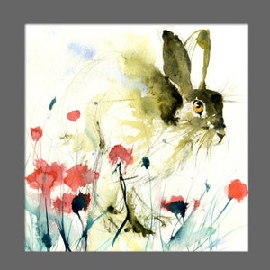 Hare watercolour print. Beautiful animal art.