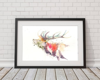Stag print, stag art,   stags wall art,limited edition print, wildlife animal art, hand signed