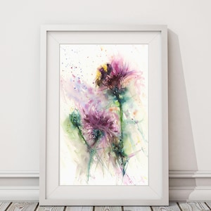 Bee print, limited edition,  of my BEE on a knapweed   insect illustration wall art home office decor hand signed