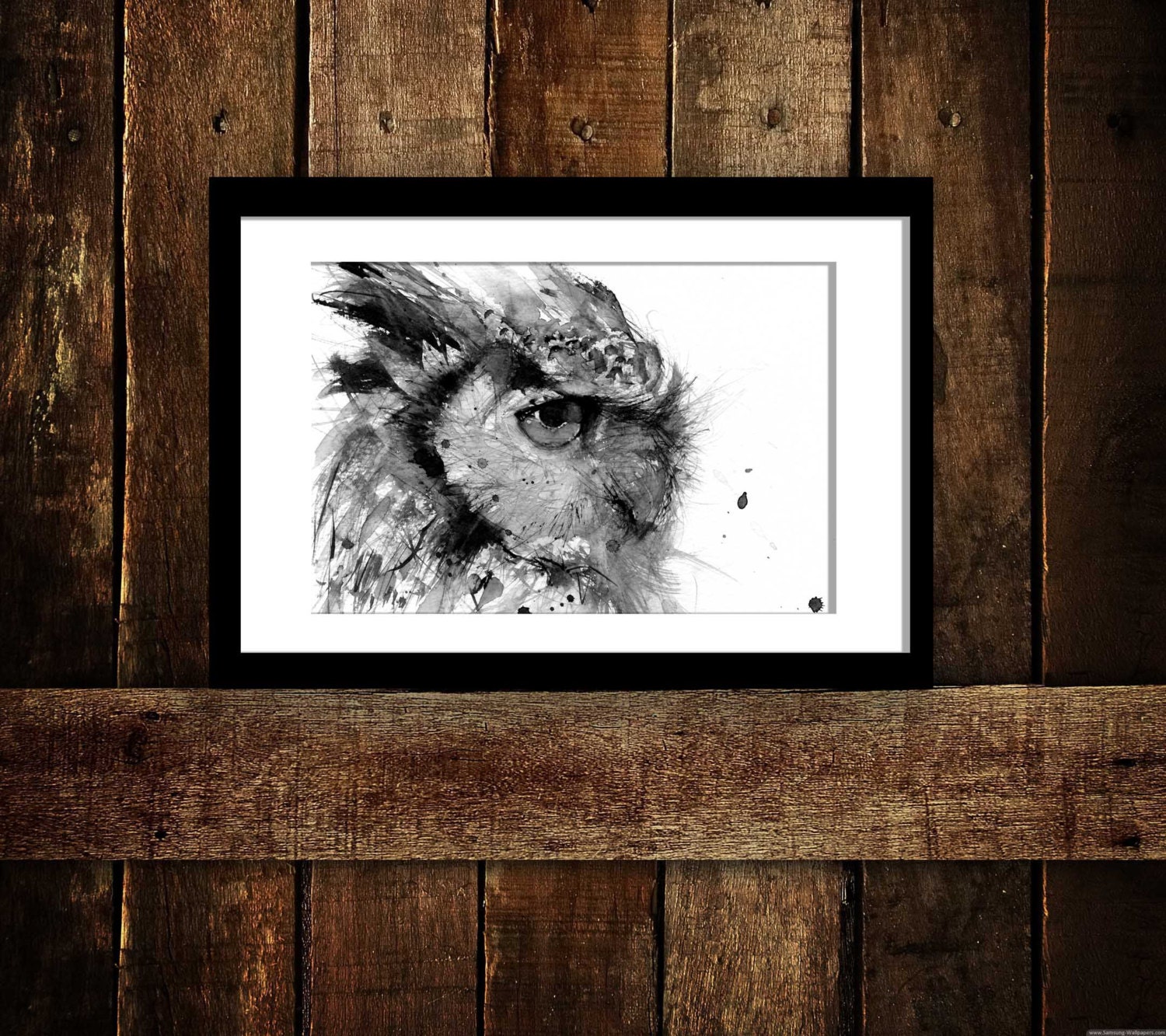 Limited Edition Owl Print: Black and White Watercolor Animal Art