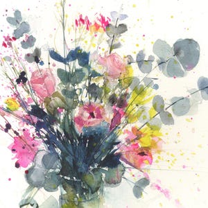 Bouquet da sposa, dipinto originale ad acquerello.